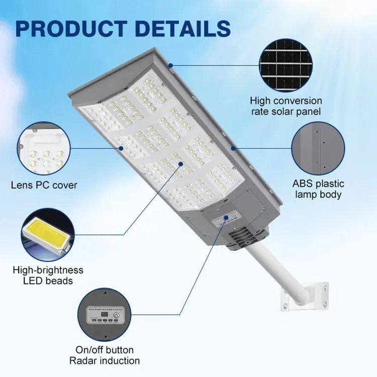 ABS LED Solar integrierte Lampe 300W LED Solar Straßenlaternen mit Bewegungssensor