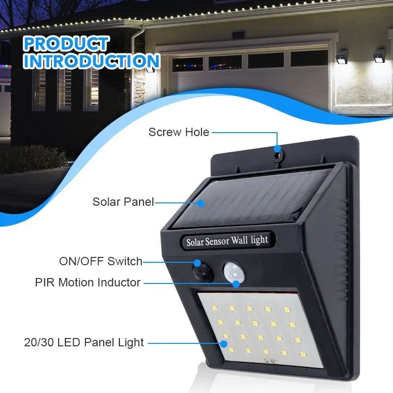 IP65 Wasserdicht 6500K Solar Sensor Wandlicht Moderne Außenhaltewandleuchten