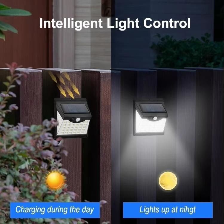 6500K solarbetriebene Außenwandlampen mit Bewegungssensor / Lichtsensor