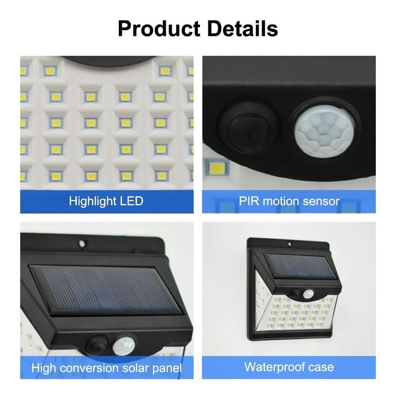 6500K solarbetriebene Außenwandlampen mit Bewegungssensor / Lichtsensor
