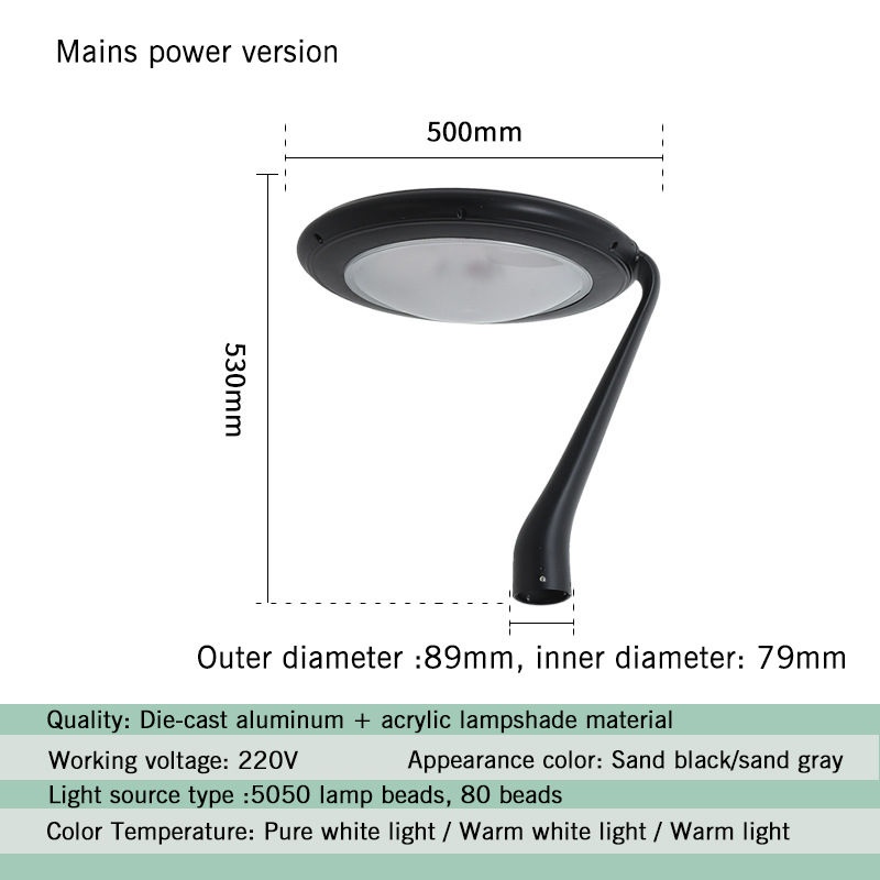 Solar Bollard Light IP65 Waterproof LED Garden Lamp for Park, Villa and Pathway Use