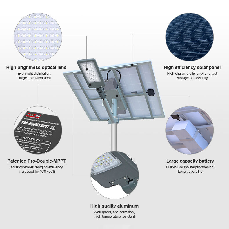 Split Solar Street Light 60/120/180/240 LED, 18-150W Polycrystalline Panel, LiFePO4 Battery